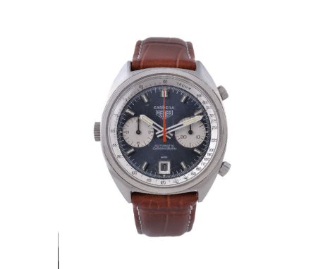 Heuer, Carrera, ref. 1153N, a stainless steel chronograph wristwatch, no. 148782, circa 1970, aautomatic movement, 17 jewels 