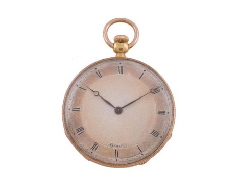 Mathieu, Paris, a French 18 carat gold keyless wind open face pocket watch, mark for Paris 1819 - 1838, 750 standard, lever m