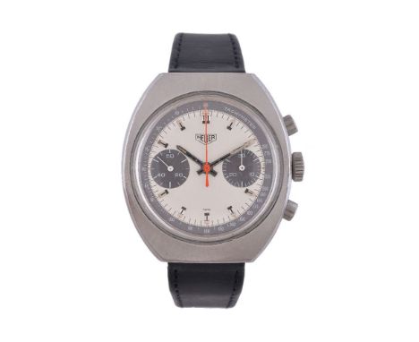 Heuer, ‘Barrel’, ref. 73373, a stainless steel chronograph wristwatch, no. 229686, circa 1971, manual wind movement, 17 jewel