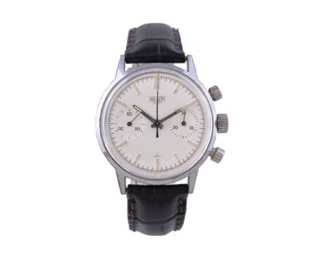 Heuer, ref. 7721, a base metal chronograph wristwatch, no. 113499, circa 1967, manual wind movement, 17 jewels unadjusted, ca