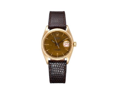 Rolex, Oyster Perpetual Date, ref. 6534, an 18 carat gold wristwatch, no. 443966, circa 1959, automatic movement, 25 jewels, 