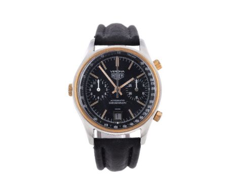 Heuer, Verona, ref. 110.215N, a bi-colour chronograph wristwatch, no 378384, circa 1978, automatic movement, 17 jewels unadju