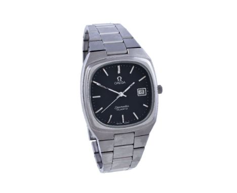 Omega, Seamaster, ref. 1342, a stainless steel bracelet wristwatch, circa 1980, quartz movement, 7 jewels, cal. 1342, black d