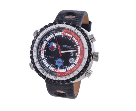 Sorna, World Timer GMT, ref. T21707, a stainless steel wristwatch, circa 2005, automatic movement, black dial, baton markers,