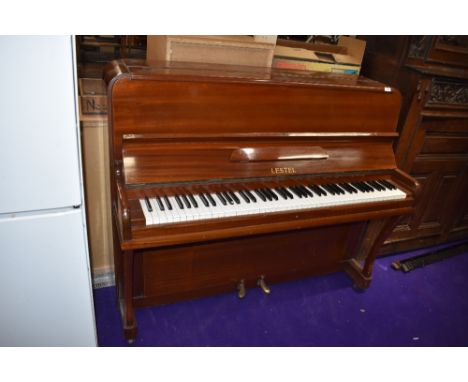 A vintage Lestel upright piano, overstrung in mahogany case, 85 keys
