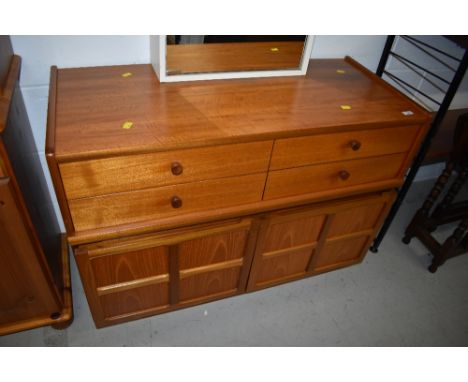 A vintage teak Nathan base unit, width approx. 102cm