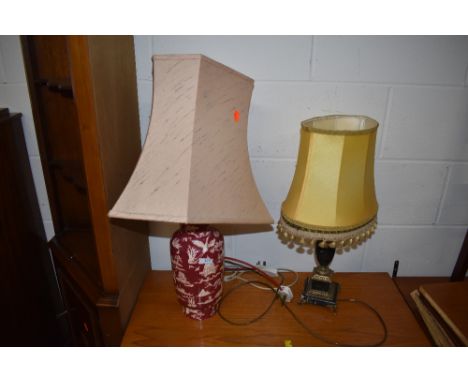 Two vintage table lamps, Chinese vase style and marble