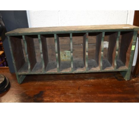 A vintage pine letter rack, approx. dimensions W72 H33 D17cm
