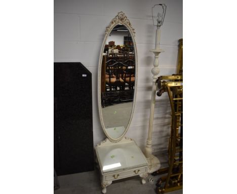 A vintage Cheval mirror on drawer base, in the French style