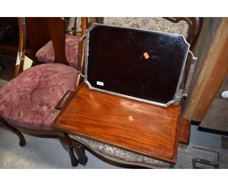 Two vintage trays including 1940s Besway steelite (phenolic, maybe bakelite?) bearing small copper presentation plaque to han