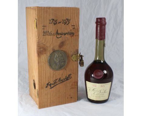 J &amp; F Martell 260th Anniversary Cognac 1715-1975 Released in 1975, 70cl bottle with wax seal in fitted wooden presentatio