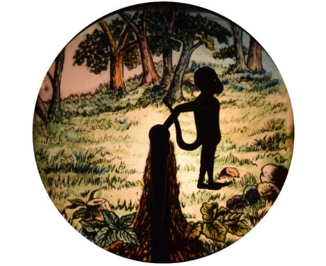An amusing crank-operated automaton magic lantern slide, by Carpenter & Wesley,English, circa 1890, Colour-touched glass with