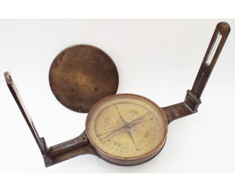 A lacquered brass surveyor’s ordinance head, by Chadburn Bros., Sheffield,Mid 19th century,Signed, with rack rotating compass