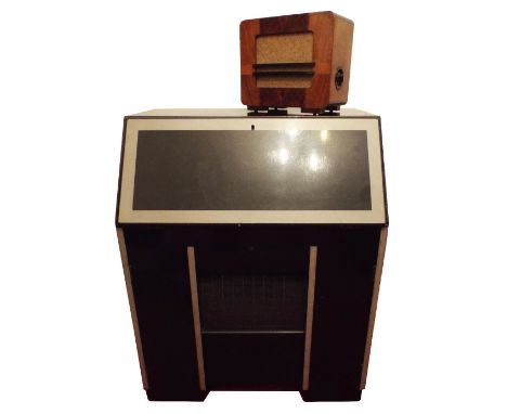 A scarce and unusual HMV bureau Autoradiogram type 582,circa 1937, The bureau with fitted interior with turntable, Nipper ton