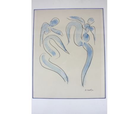 After Henri Matisse, two blue female nudes, print, 36cm by 29cm
