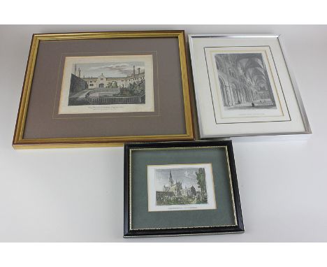 Local interest, J Bonnor, an 18th century coloured engraving of The Vicar's College, Chichester, 14cm by 18cm, together with 