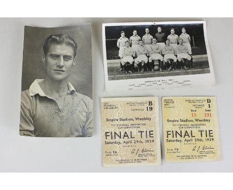 Two 1939 Wembley Football Association Cup Final ticket stubs, North Terrace seat and East Standing Enclosure, together with a