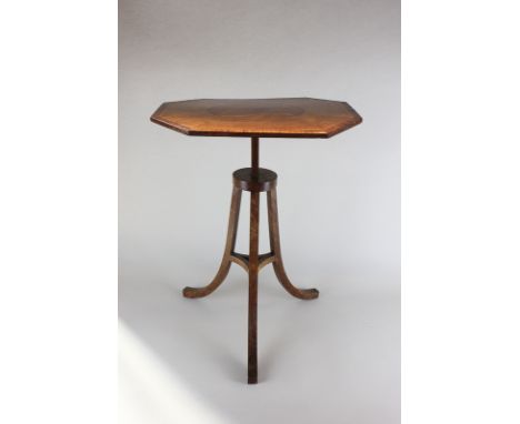 A 19th century octagonal occasional table, the inlaid satinwood veneered top on tripod base