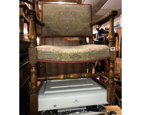 BEECH TAPESTRY UPHOLSTERED LOW ELBOW CHAIR
