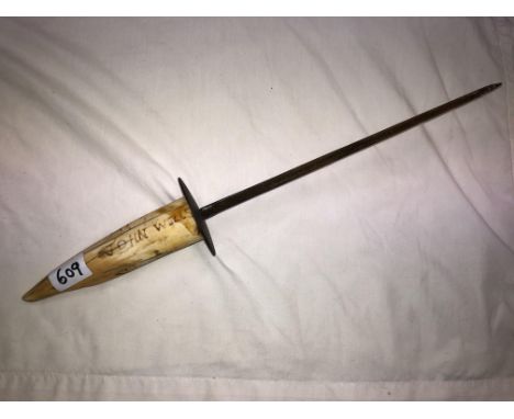 MARINE IVORY DAGGER,  BLADE 27CM L APPROX