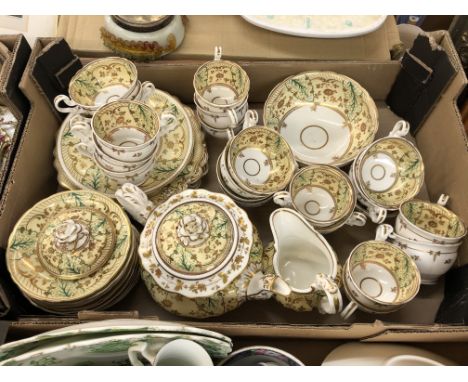 EXTENSIVE VICTORIAN , POSSIBLY RIDGEWAYS PRIMROSE YELLOW AND GILDED TEA SERVICE
