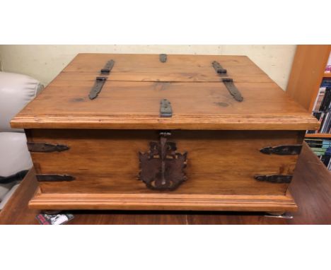 PINE DOUBLE SIDED AND IRON STRAPWORK TRUNK