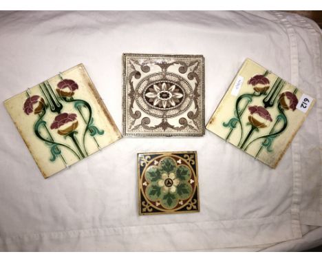 VICTORIAN ART NOUVEAU CERAMIC PATTERNED TILES
