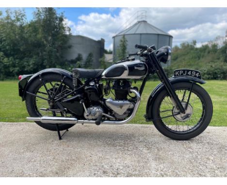 Triumph's first 350cc parallel-twin. Designed around the 500 Speed Twin by Edward Turner for military use then civilianised p