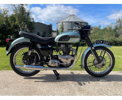 Restored post-war Triumph Tiger T100. Triumph T100 production resumed after WWII and the bikes now came equiped with telescop