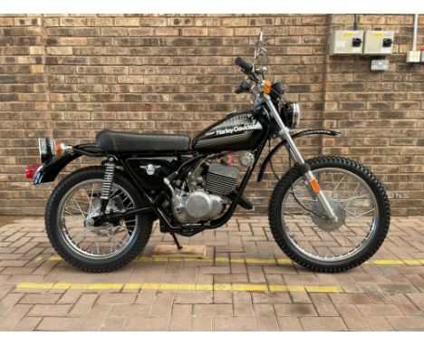 1970s Italian-designed Harley-Davidson SX250 Trail Bike. AMF Harley-Davidson badged Aermacchi 'off-road' bikes were the compa