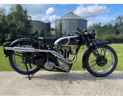 Val Page-designed 350 OHV sports model.  One of the many bikes designed by Val Page when he arrived at Triumph from ArielLigh