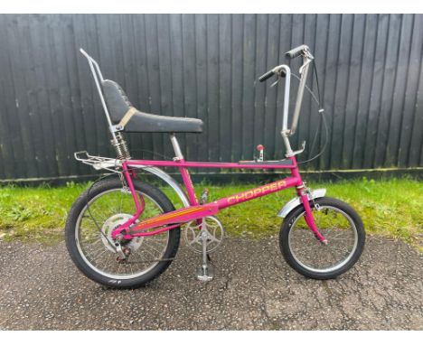 Rare and unrestored 'Pink 5-Speed' Mk2 Raleigh Chopper. Designed in the late 1960s with very obvious period influences from m