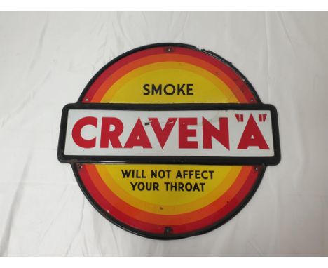 Craven A enamel sign being offered with No Reserve. Single-sided Craven A enamel sign, some rusting away at the top, overall 