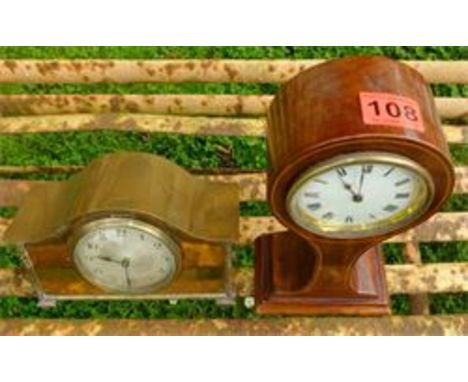 Edwardian Inlaid Clock+Brass Clock