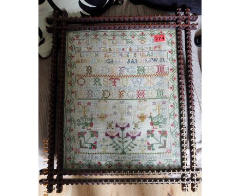Antique Scottish Sampler in Naive Frame "Maggie Ingram-Gookstone"