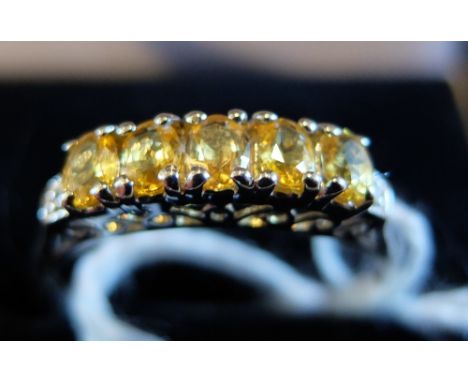 9ct Gold-Yellow Sapphire and Diamond Ring.