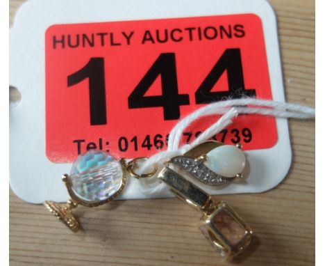 9ct Gold Opal&Diamond Pendant and unmarked Gold charm and Pendant