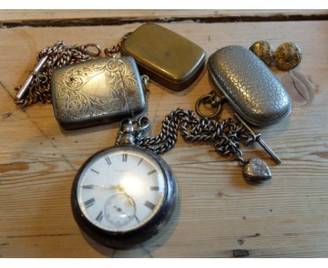 Silver Fusee Pocket Watch and Silver Watch Albert and Odds.