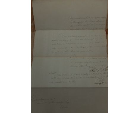 Group of Horatio Nelson era Documents/Papers relating to Ships/Pay/Surgeon etc
Documents include the following.
A letter from