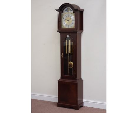 Reproduction mahogany longcased clock fitted with triple weight driven chiming movement, dial signed 'Richard Broad Bodmin Co