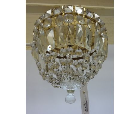 Early 20th Century Centre light fitting with cut glass drops   Condition Report Click here for further images, condition, auc