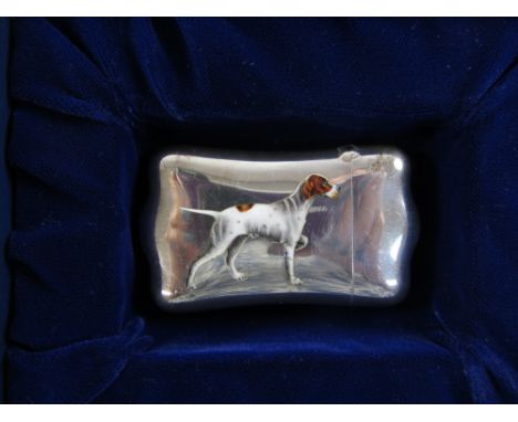 Silver vesta case enamel Pointer dog decoration stamped sterling Condition Report Click here for further images, condition, a