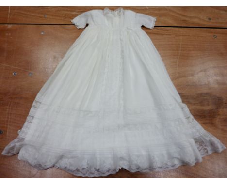 Vintage & Designer Clothing, Accessories and Textiles - Early 20th century christening robe, silver-plated christening mug an