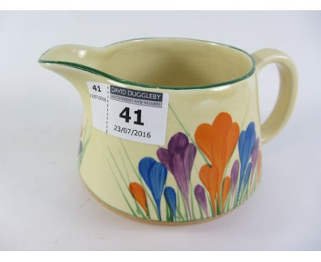 Clarice Cliff Bizarre 'Crocus' jug H8.5cm Condition Report Click here for further images, condition, auction times & delivery