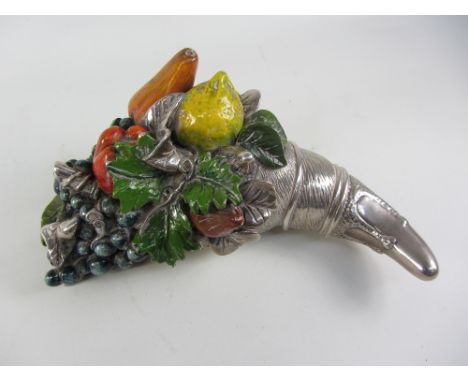 Hallmarked silver and enamel cornucopia sculpture signed Stella 1991 (filled) Condition Report Click here for further images,