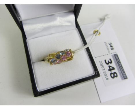 Roller ring set with pink, blue and yellow CZ stamped 750 Condition Report Click here for further images, condition, auction 