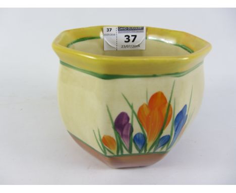 Clarice Cliff Bizarre 'Crocus' octagonal Chester Fern pot H9cm Condition Report Click here for further images, condition, auc