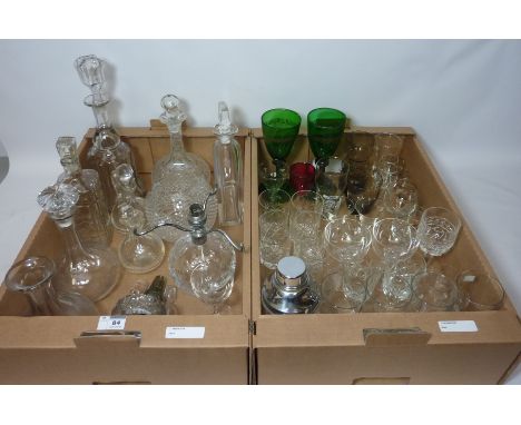 19th/early 20th century cut glass and crystal decanters, other decanters, cut glass lamp base, drinking glasses Condition Rep