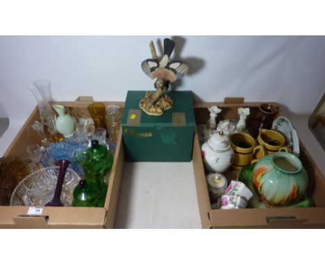 Coloured glassware, Poole preserve pot, Teviotdale Jay sculpture - with box, decorative ceramics and decorative ceramics in t