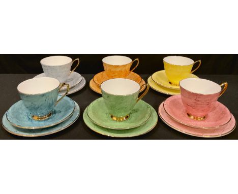 A Royal Albert Gossamer pattern harlequin tea set for six comprising side plates, cups and saucers 